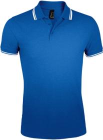 P5851.46 - Рубашка поло мужская Pasadena Men 200 с контрастной отделкой, ярко-синяя с белым