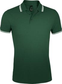 P5851.96 - Рубашка поло мужская Pasadena Men 200 с контрастной отделкой, зеленая с белым