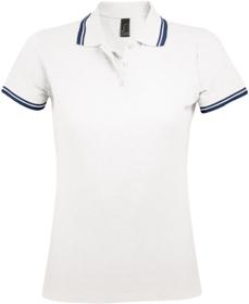 Рубашка поло женская Pasadena Women 200 с контрастной отделкой, белая с синим (P5852.64)