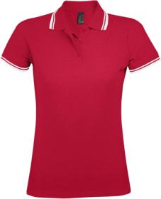 P5852.58 - Рубашка поло женская Pasadena Women 200 с контрастной отделкой, красная с белым