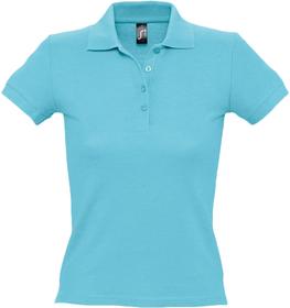 Рубашка поло женская People 210, бирюзовая (P1895.42)