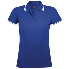 P5852.46 - Рубашка поло женская Pasadena Women 200 с контрастной отделкой, ярко-синяя с белым