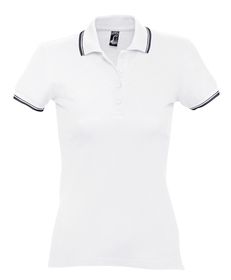 P6084.60 - Рубашка поло женская Practice Women 270, белая с темно-синим