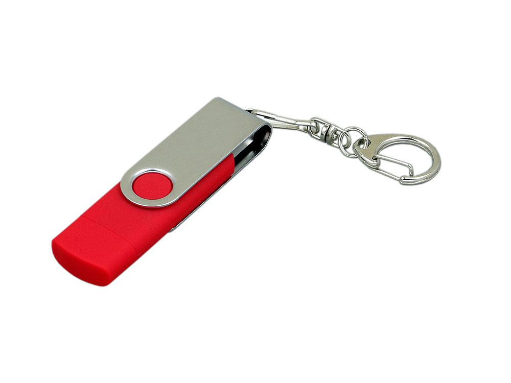 Артикул: K7030.16.01 — USB 2.0- флешка на 16 Гб с поворотным механизмом и дополнительным разъемом Micro USB