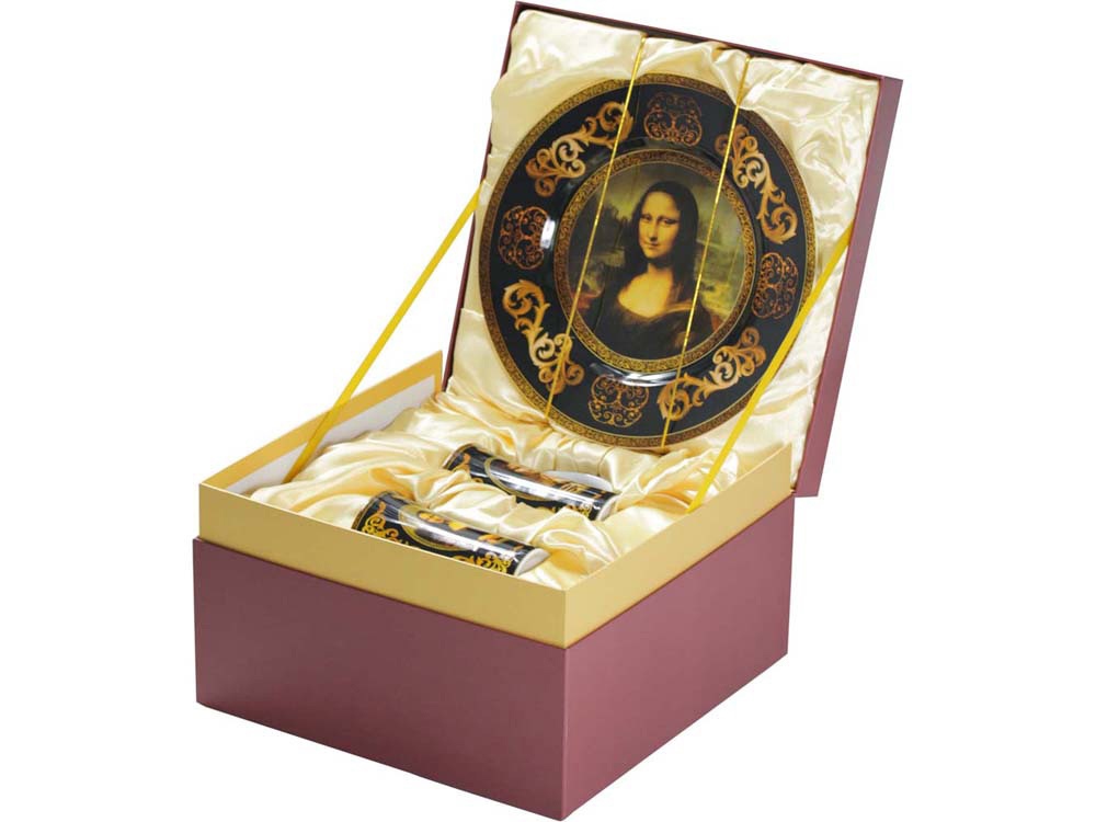 Артикул: K827501 — Подарочный набор «Мона Лиза»: блюдо для сладостей, две кружки