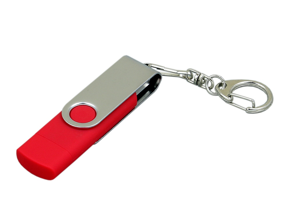 Артикул: K7030.32.01 — USB 2.0- флешка на 32 Гб с поворотным механизмом и дополнительным разъемом Micro USB