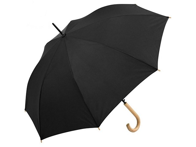 Зонт-трость «Okobrella» с деревянной ручкой и куполом из переработанного пластика (K100004)