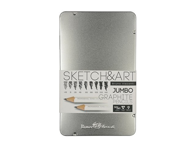 Набор из 9 утолщенных чернографитовых карандашей «Sketch & Art» HB - 14B (K21-0067)