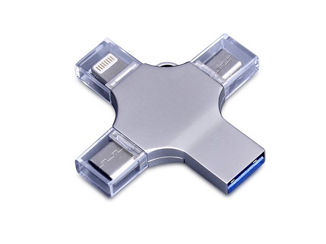 USB 3.0-флешка на 256 Гб 4-в-1 с разъемами Micro USB, Type-C и Lightning (K6129.256.00)