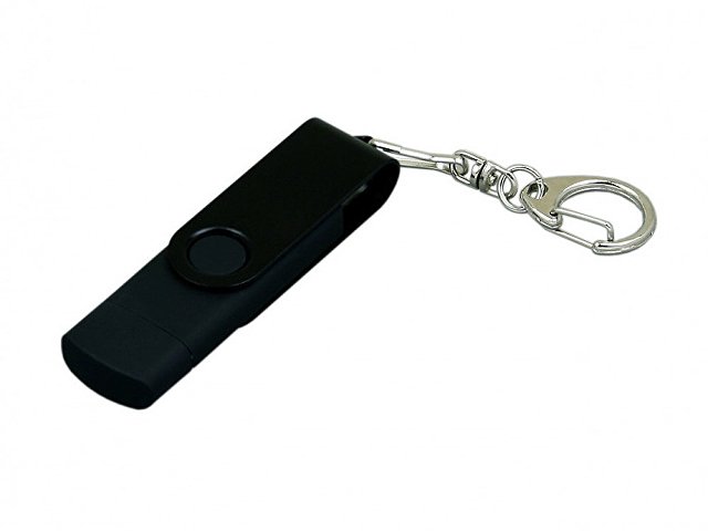 K7031.64.07 - USB 2.0- флешка на 64 Гб с поворотным механизмом и дополнительным разъемом Micro USB