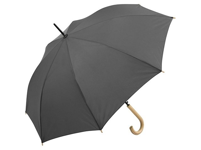 Зонт-трость «Okobrella» с деревянной ручкой и куполом из переработанного пластика (K100005)