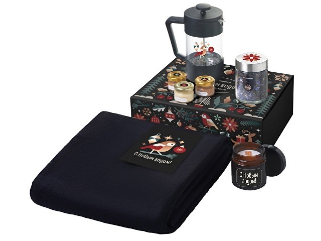 Подарочный набор «Re:Moments» с пледом, френчпрессом и медом (K210098.07)