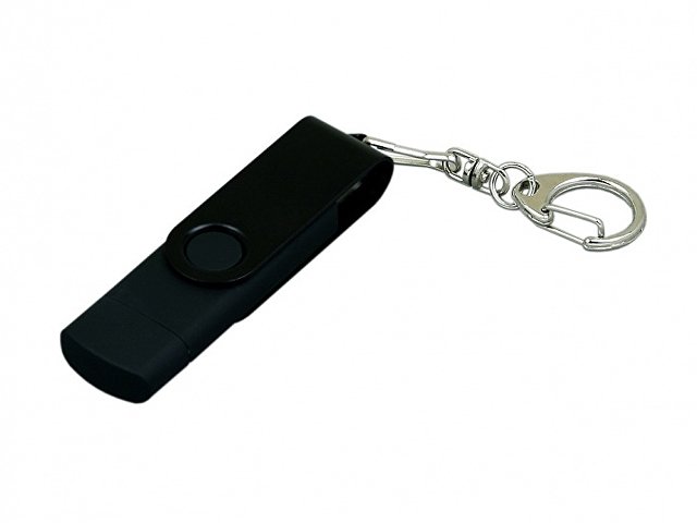 K7031.16.07 - USB 2.0- флешка на 16 Гб с поворотным механизмом и дополнительным разъемом Micro USB