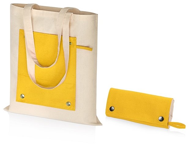 K955154 - Складная хлопковая сумка для шопинга «Gross» с карманом, 180 г/м2