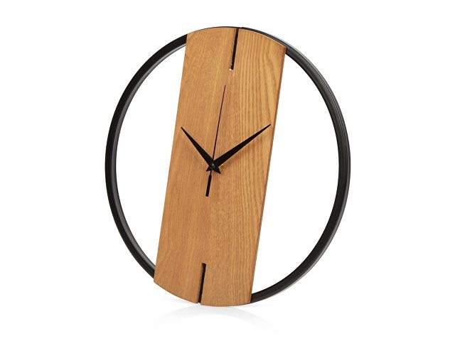 Деревянные часы с металлическим ободом «Time Wheel» (K186237)