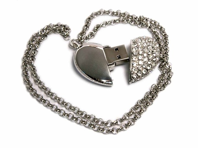 K6582.64.00 - USB 2.0- флешка на 64 Гб «Сердце» с кристаллами