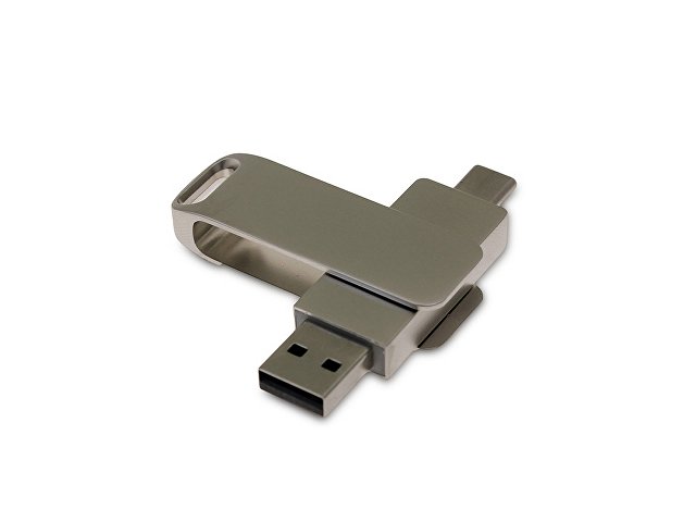 USB 2.0- флешка на 32 Гб с поворотным механизмом и дополнительным разъемом Type-C (K6130.32.17)