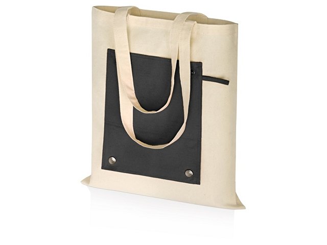 Складная хлопковая сумка для шопинга «Gross» с карманом, 180 г/м2 (K955157)