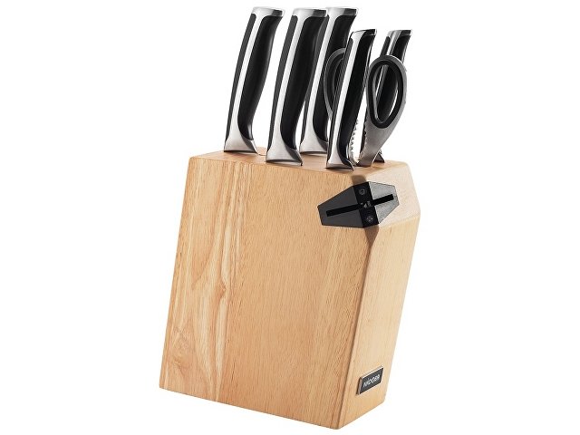 Набор из 5 кухонных ножей, ножниц и блока для ножей с ножеточкой «URSA» (K247261)