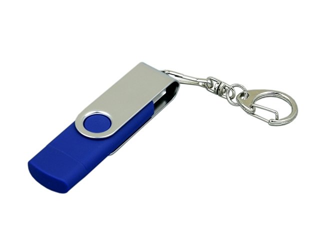 K7030.32.02 - USB 2.0- флешка на 32 Гб с поворотным механизмом и дополнительным разъемом Micro USB