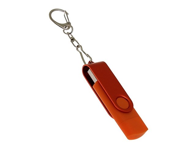 USB 2.0- флешка на 64 Гб с поворотным механизмом и дополнительным разъемом Type-C (K6137.64.08)