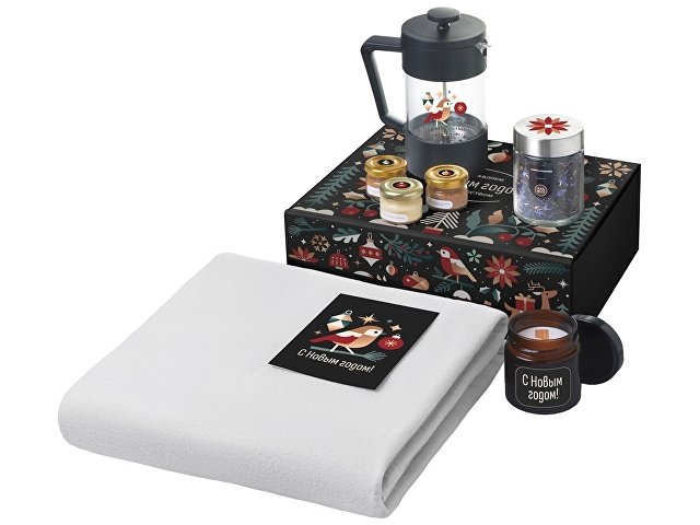 Подарочный набор «Re:Moments» с пледом, френчпрессом и медом (K210098.17)