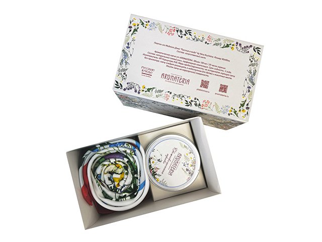 Набор: платок &laquo;Русский полевой букет&raquo; и свеча &laquo;Цветы и травы&raquo; (K94963)