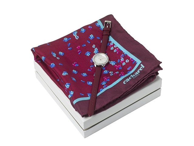 Подарочный набор: часы наручные женские, шелковый платок (KCPMN835R)