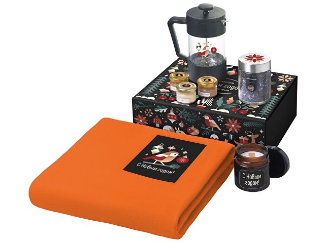 Подарочный набор «Re:Moments» с пледом, френчпрессом и медом (K210098.08)