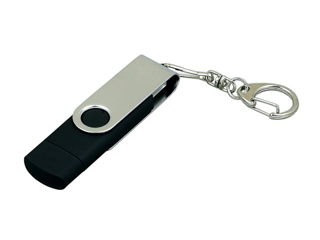 K7030.32.07 - USB 2.0- флешка на 32 Гб с поворотным механизмом и дополнительным разъемом Micro USB