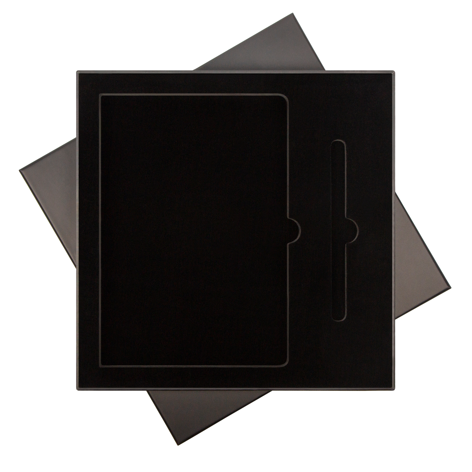 Артикул: AGIFT-BOX-24.BLACK — ПОДАРОЧНАЯ КОРОБКА ПОД ЕЖЕДНЕВНИК+РУЧКА, ЧЕРНАЯ, 260*260 мм, черный ложемент