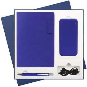 Подарочный набор Portobello/In Color Latte Ultramarine ярко-синий (Ежедневник недат А5, Ручка, Power Bank) (A2202.030)