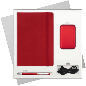 Подарочный набор Portobello/Alpha BtoBook красный (Ежедневник недат А5, Ручка, Power Bank) (A2221.060)