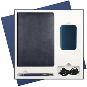 Подарочный набор Portobello/Voyage синий (Ежедневник недат А5, Ручка, Power Bank) (A2223.030)
