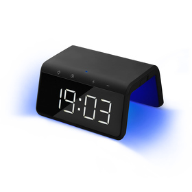 A223591.010 - Настольные часы с подсветкой и беспроводной зарядкой 15W Flame, черные