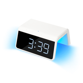 A223591.100 - Настольные часы с подсветкой и беспроводной зарядкой 15W Flame, белые