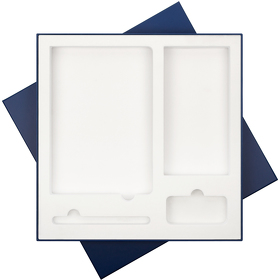 AGIFT-BOX-34.BLUE - ПОДАРОЧНАЯ КОРОБКА ДЛЯ НАБОРА CИНЯЯ, 307*307 мм, светлый ложемент,  под съемные ложементы