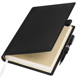 Ежедневник-портфолио Clip, черный, обложка soft touch, недатированный кремовый блок, подарочная коробка, в комплекте ручка Tesoro черная (A21502.010)