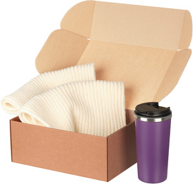 Подарочный набор Forges, бежевый/фиолетовый (шарф, термокружка) (A241130.034)