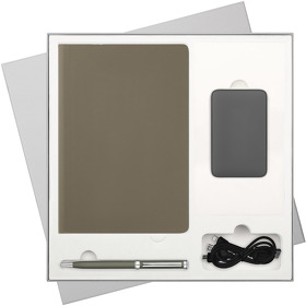 Подарочный набор Spark, серый (ежедневник, ручка, аккумулятор) (A260004.080)