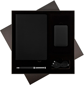 Подарочный набор Spark, черный (ежедневник, ручка, аккумулятор) (A260004.010)