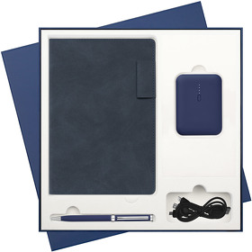 Подарочный набор Teolo, синий (ежедневник, ручка, аккумулятор) (A241155.030)