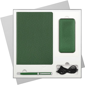 Подарочный набор Tweed, зеленый (ежедневник, ручка, аккумулятор) (A23312.040.1)
