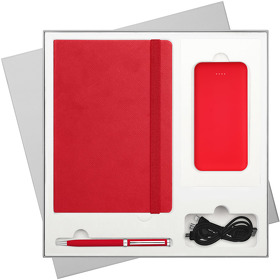 Подарочный набор Summer time BtoBook, красный (ежедневник, ручка, аккумулятор) (A241150.060)