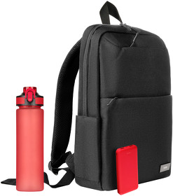 Подарочный набор Forst, черный/красный (бутылка, ЗУ, рюкзак) (A241167.060)