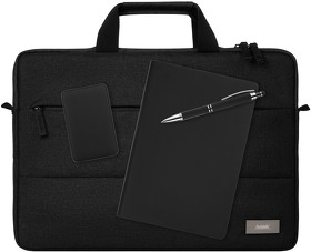 Подарочный набор Forum, черный (сумка, ежедневник, ручка, аккумулятор) (A241209.010)