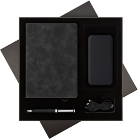 Подарочный набор Verona, черный (ежедневник, ручка, аккумулятор) (A241201.010)