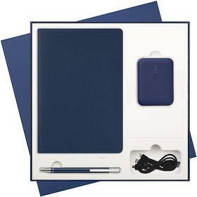 Подарочный набор Rain, синий (ежедневник, ручка, аккумулятор) (A241212.030)