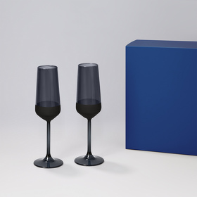 Подарочный набор 2 бокала для шампанского Black Edition в синей коробке (A270407.010)