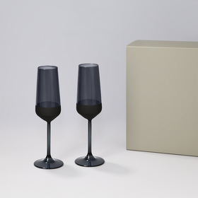 Подарочный набор 2 бокала для шампанского Black Edition в серой коробке (A270408.010)